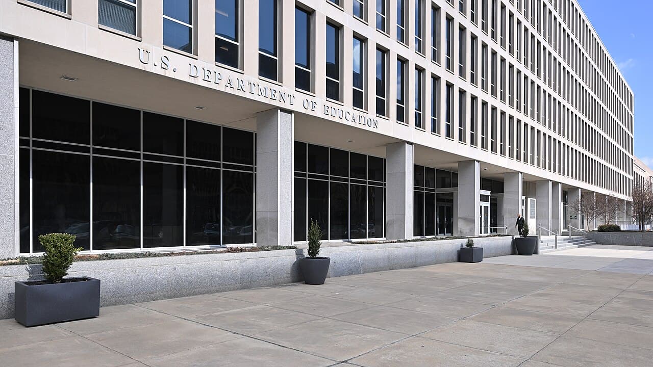 The entrance to the U.S. Department of Education's Lyndon Baines Johnson building in Washington